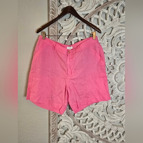 Lilly Pulitzer Women’s Pink Aldora 100% Linen Short Size 12 - Picture 2 of 6